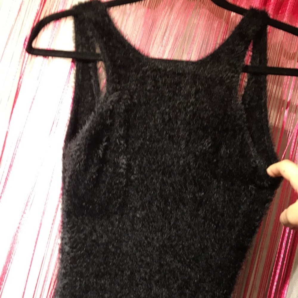 Black fuzzy body suit, new with tags Medium Size